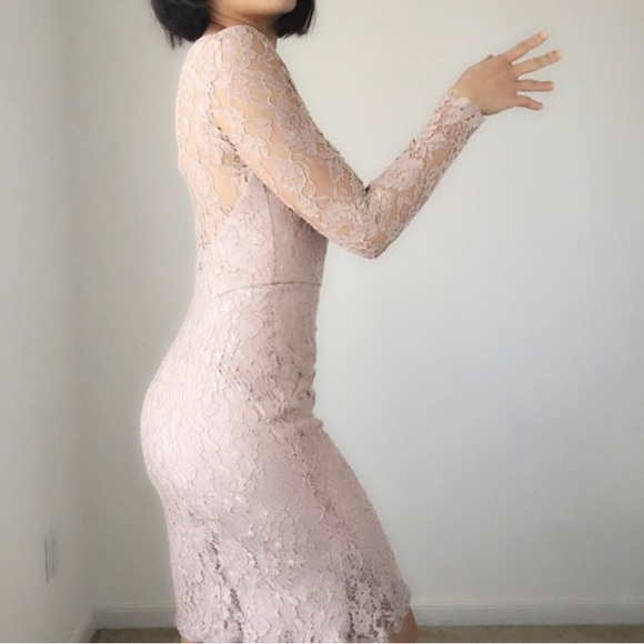 Lace Dusty Rose Pink Dress - Picture 3 of 5